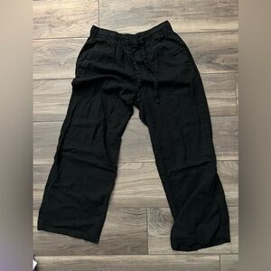 Old Navy flowy linen pants black small high waisted tie front